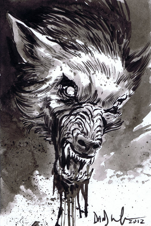 500x750 Davedrawscomics The Blog! Astronaut Death And Werewolf - Watercolor Werewolf