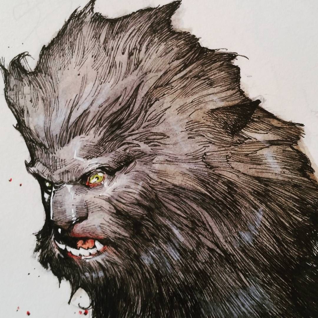 1080x1080 Grrrrrrrrrrr - Watercolor Werewolf