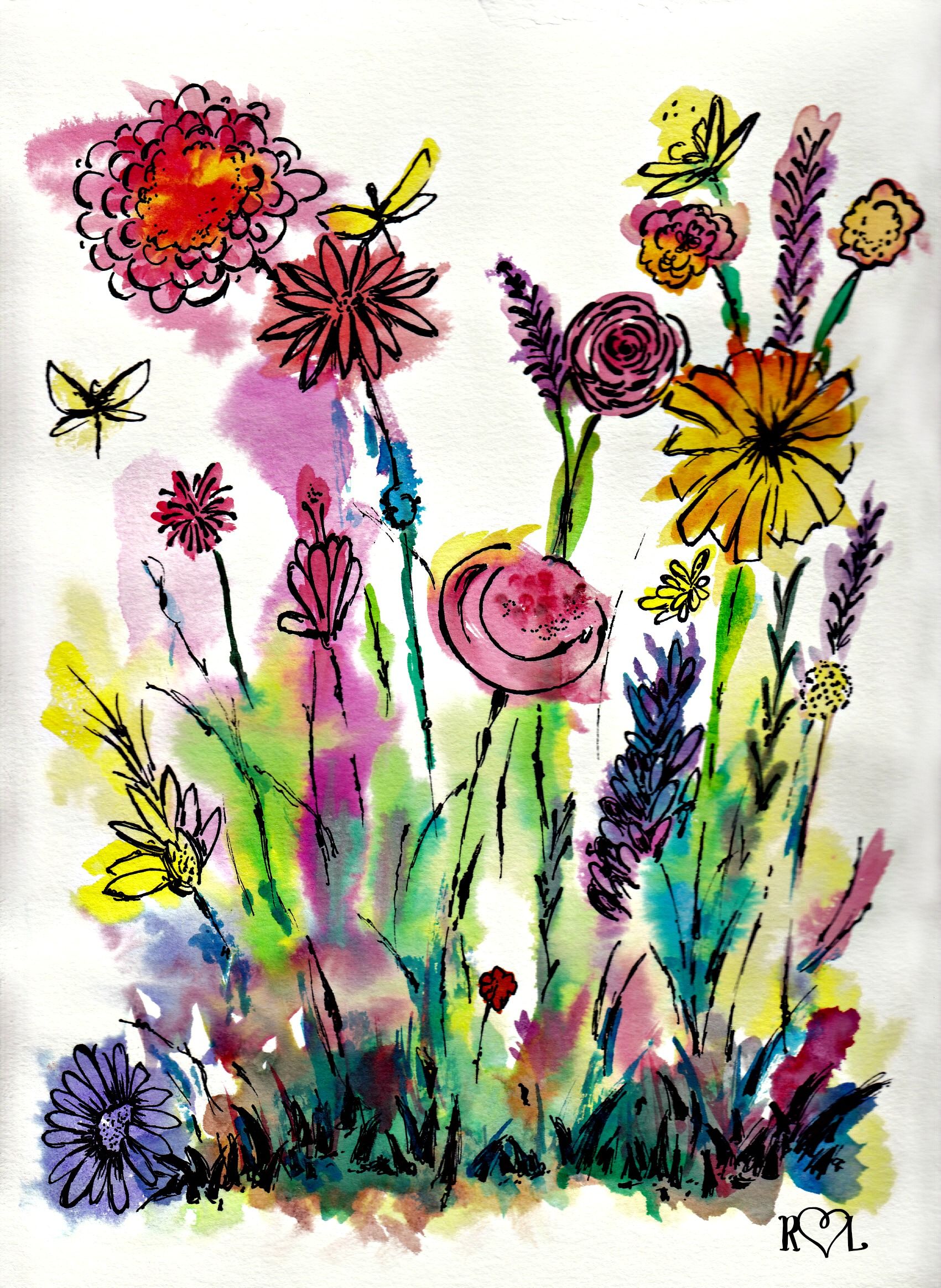 1701x2330 Watercolor Wildflowers (Watercolor Paints And Sharpie) My - Watercolor Wildflowers