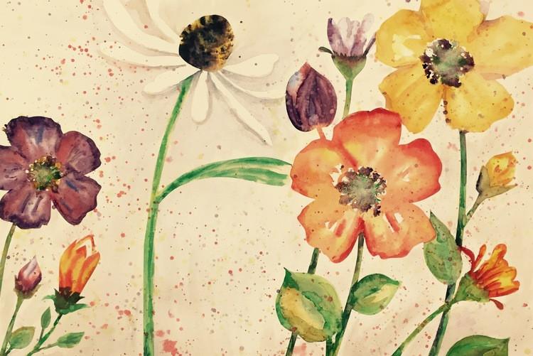 750x501 Wildflowers Pre Masked 12x16 Watercolor Canvas To Paint - Watercolor Wildflowers