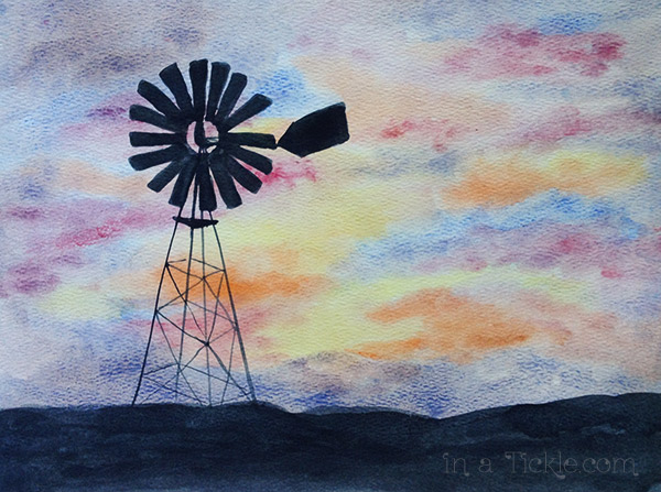 600x447 Recording Memories Through Art In A Tickle - Watercolor Windmill