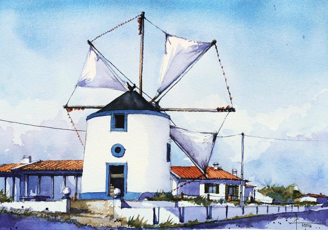 1080x756 Stillsketch - Watercolor Windmill