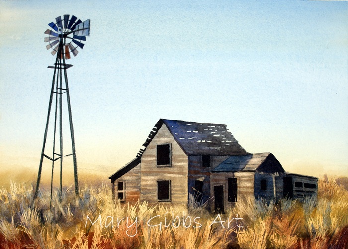 700x500 Architecture Mary Gibbs Art - Watercolor Windmill