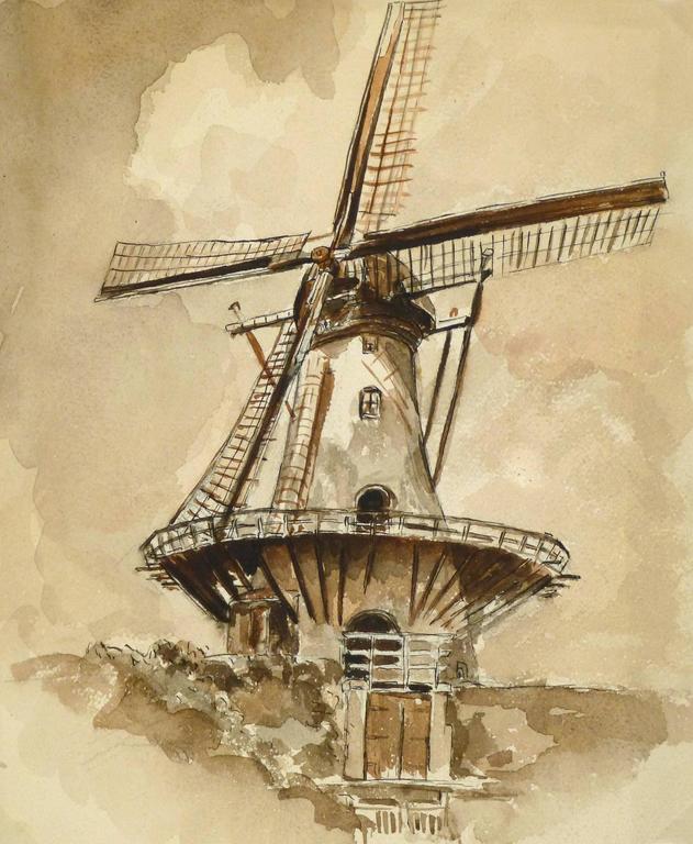 631x768 Unknown - Watercolor Windmill