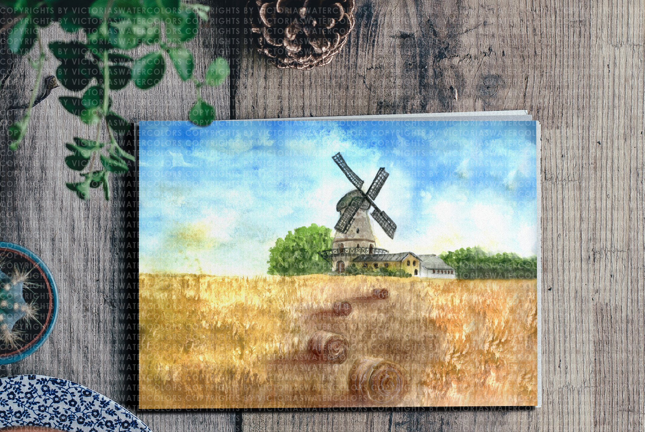 2160x1447 Watercolor Landscape Bundle Watercolor Beach Sunset Galaxy Texture - Watercolor Windmill