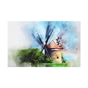 307x307 Watercolor Windmill Art Amp Wall Zazzle - Watercolor Windmill