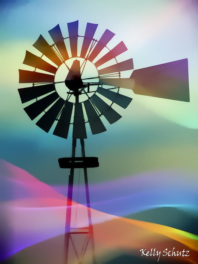 675x900 Watercolor Windmill Digital Art By Kelly Schutz - Watercolor Windmill