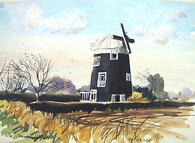 400x294 Windmill Paintings In Watercolour - Watercolor Windmill