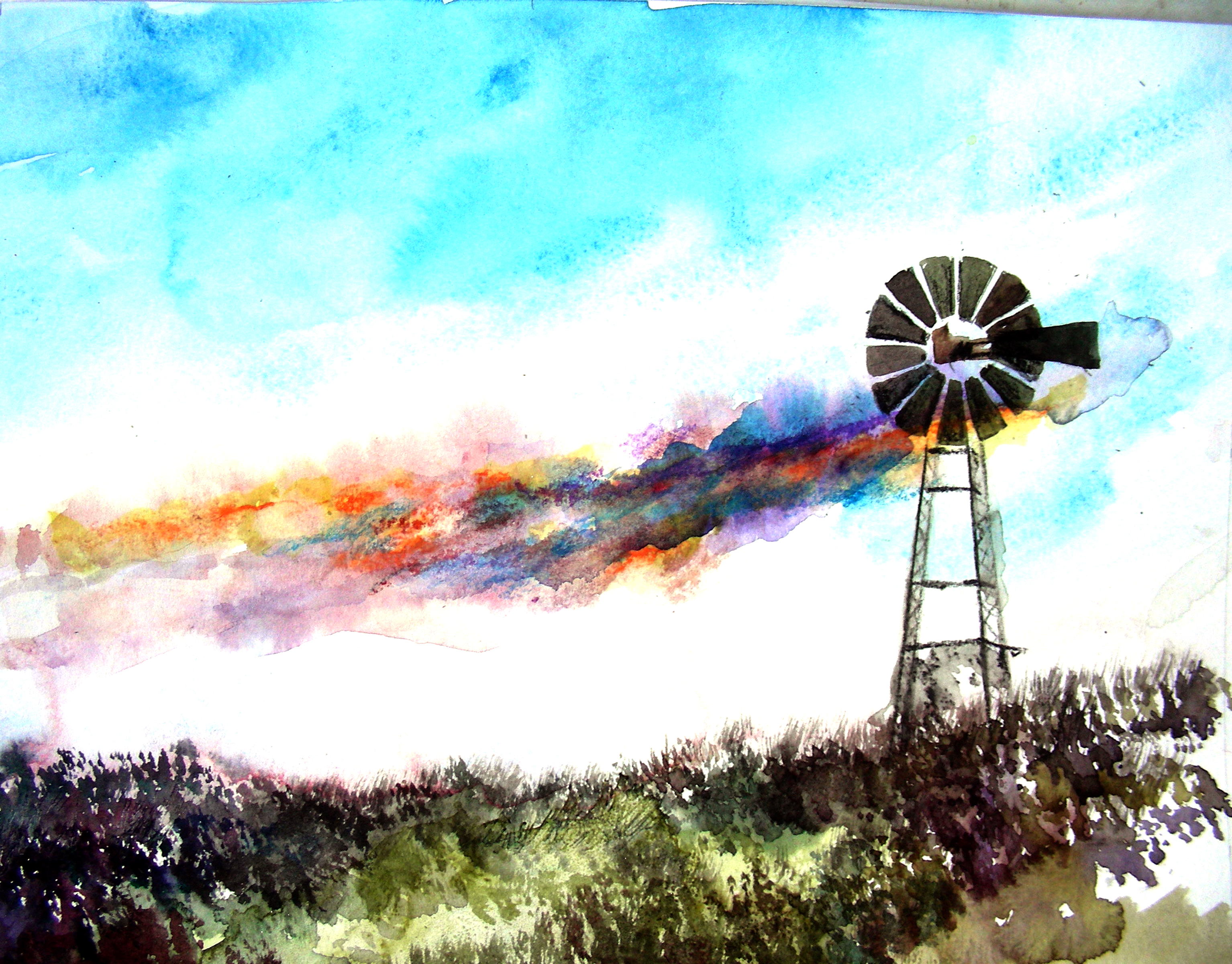 3068x2400 Working On Some Windmill Sketches Recollections 54 The Art Of - Watercolor Windmill