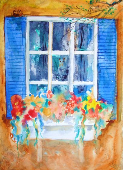 407x560 How To Do A Watercolor Of A Window Box (With Pictures) - Watercolor Window