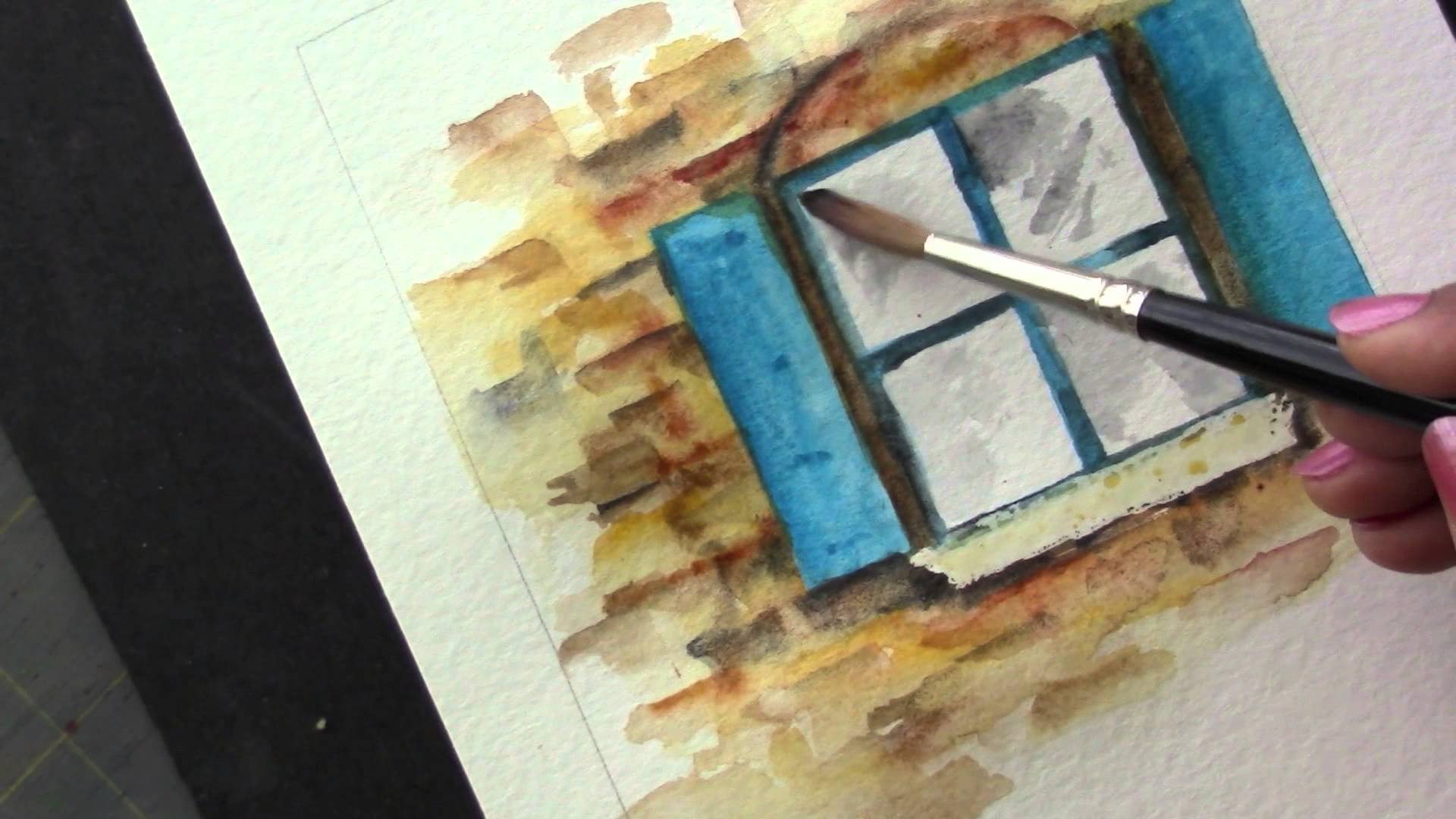 1920x1080 Watercolor The Blue Window - Watercolor Window