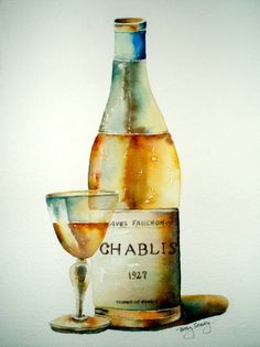 Watercolor Wine Bottle