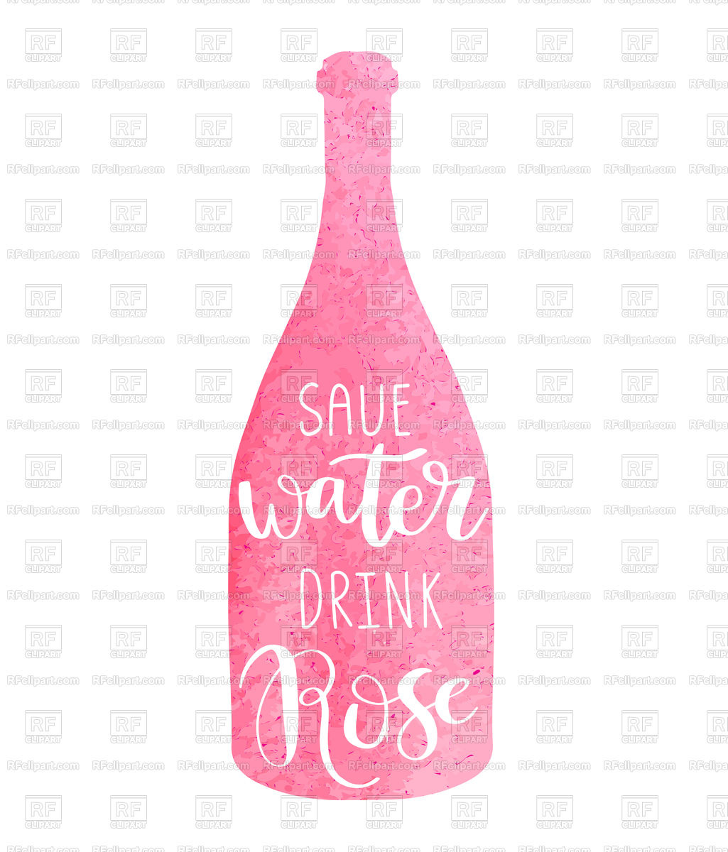 1025x1200 Hand Drawn Typography Poster With Pink Watercolor Wine Bottle - Watercolor Wine Bottle
