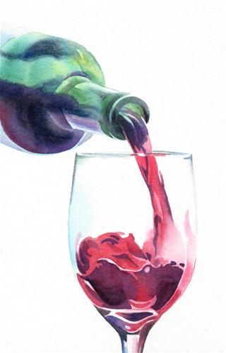 320x500 Red, Red Wine Watercolor Painting - Watercolor Wine Glass