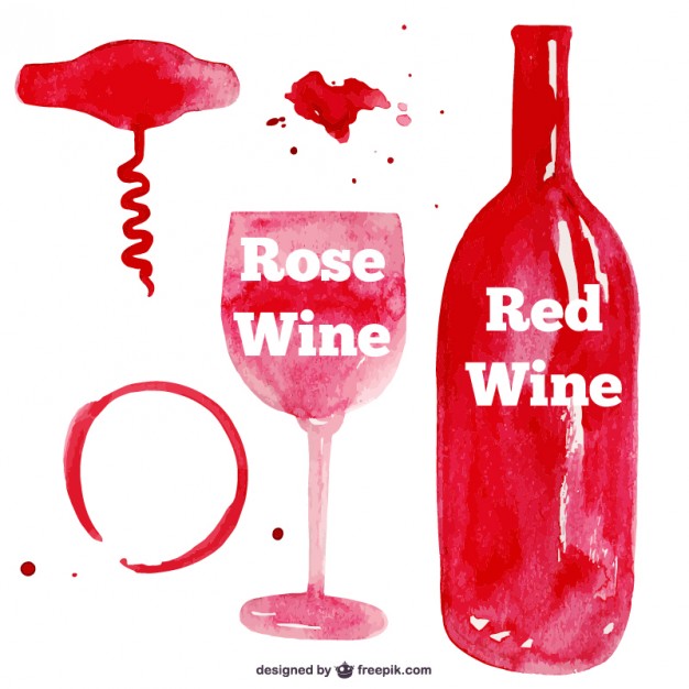 626x626 Red Watercolor Wine Glass And Bottle Vector Free Download - Watercolor Wine Glass