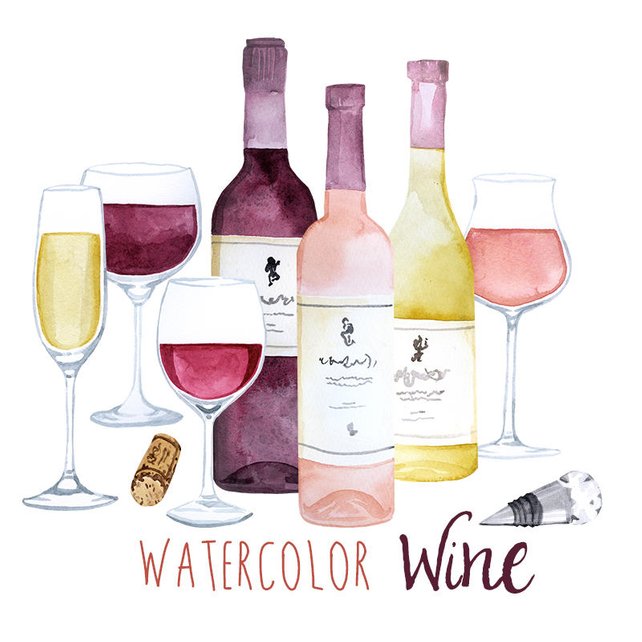 642x642 Watercolor Wine Clip Art Set Pretty Alcohol Clipart Etsy - Watercolor Wine Glass