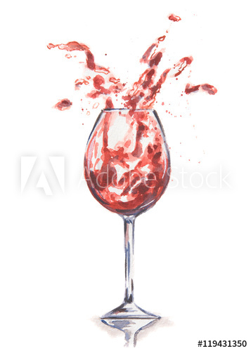 357x500 Watercolor Wine Splash. Splash In Wine Glasses. Beautiful Glasses - Watercolor Wine Glass