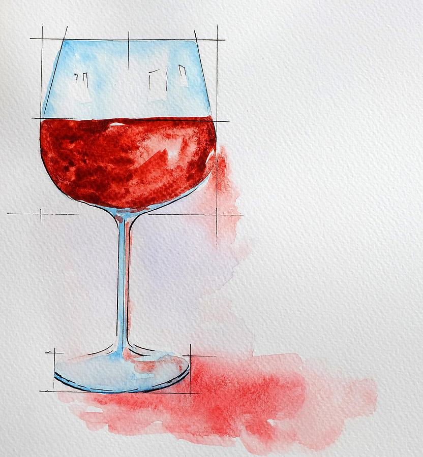 832x900 Wine Glass Painting With Watercolor Painting By Thewet Nonthachai - Watercolor Wine Glass