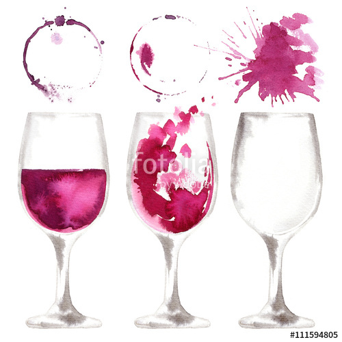 500x500 Wine Glass Painted With Watercolors On White Background. Study Of - Watercolor Wine Glass