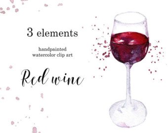 340x270 Wine Watercolor Etsy - Watercolor Wine Glass