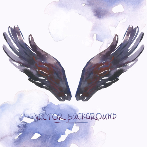 500x500 Classic Watercolor Wings Vector Background Free Vector In - Watercolor Wings
