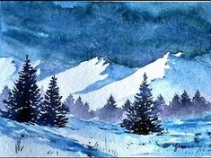 235x176 392 Best Watercolour Snowwinter Images In 2018 - Watercolor Winter Landscapes