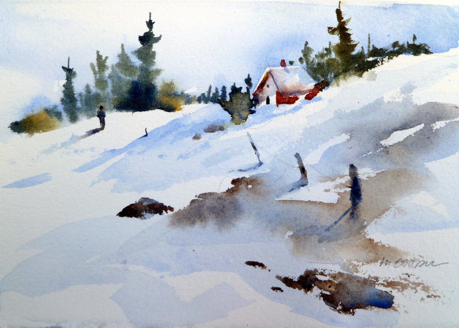 1600x1143 Simple Watercolor Winter Scene - Watercolor Winter Scene