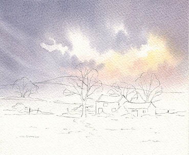 369x303 Snow Scene Demonstration In Watercolour. - Watercolor Winter Scene