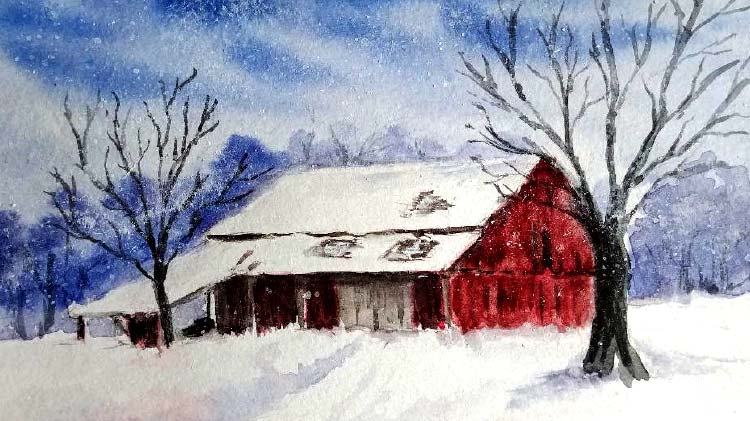 Watercolor Winter Scene at PaintingValley.com | Explore collection of ...