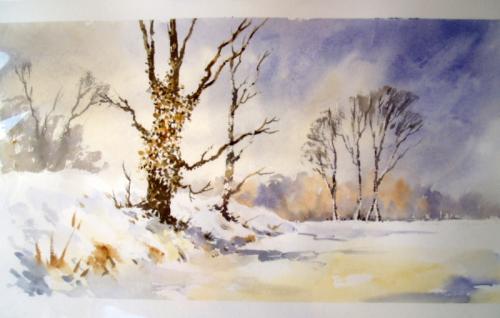 500x318 Wax Resist And Watercolour. Snow Scene. - Watercolor Winter Scene