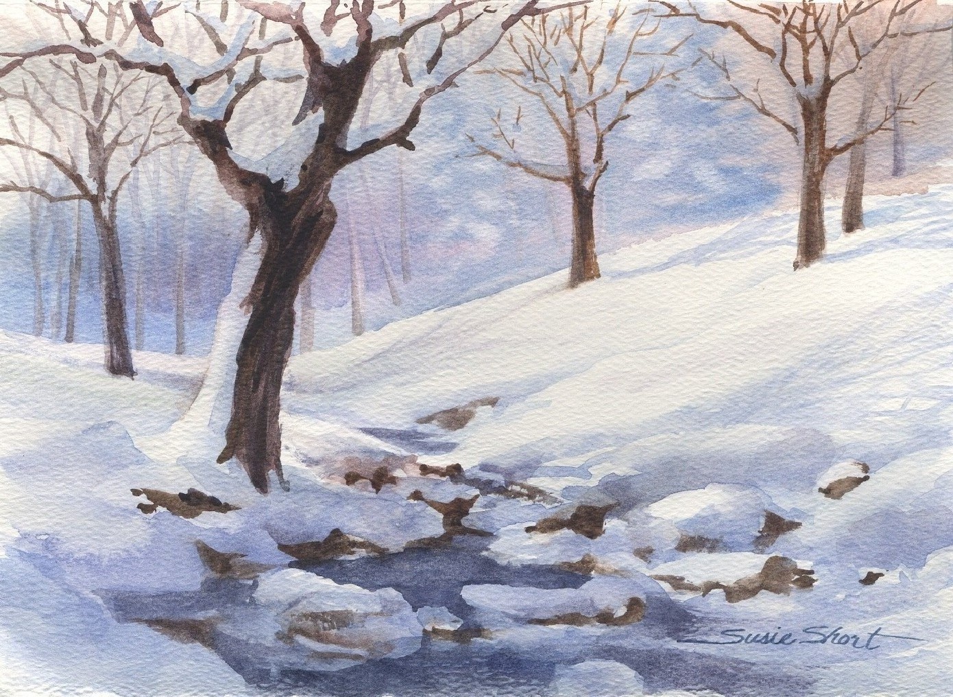 1390x1016 Marcie Vitopil (1creativewoman) - Watercolor Winter Snow Scenes