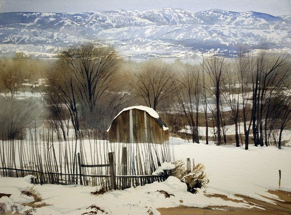 580x429 Robert Highsmith Watercolor Snow Scenes - Watercolor Winter Snow Scenes