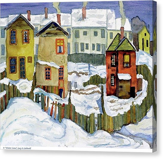 546x531 Watercolor Winter Scene Canvas Prints - Watercolor Winter Snow Scenes