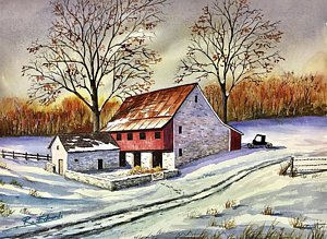 300x219 Watercolor Winter Scene Paintings Fine Art America - Watercolor Winter Snow Scenes