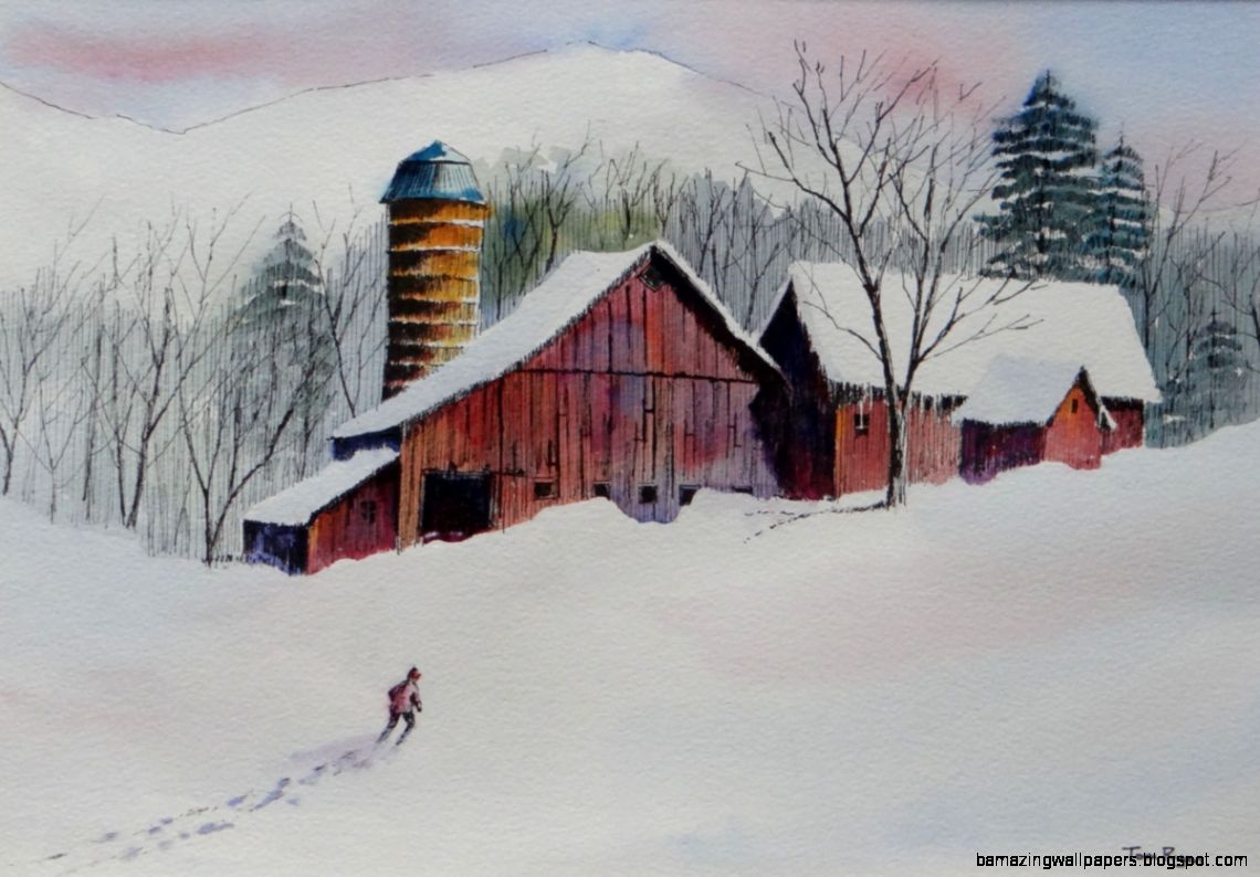 1140x794 Winter Snow Scene Paintings Amazing Wallpapers - Watercolor Winter Snow Scenes