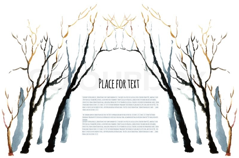 800x530 Watercolor Background. Bare Winter Branches Of The Trees. Stock - Watercolor Winter Trees