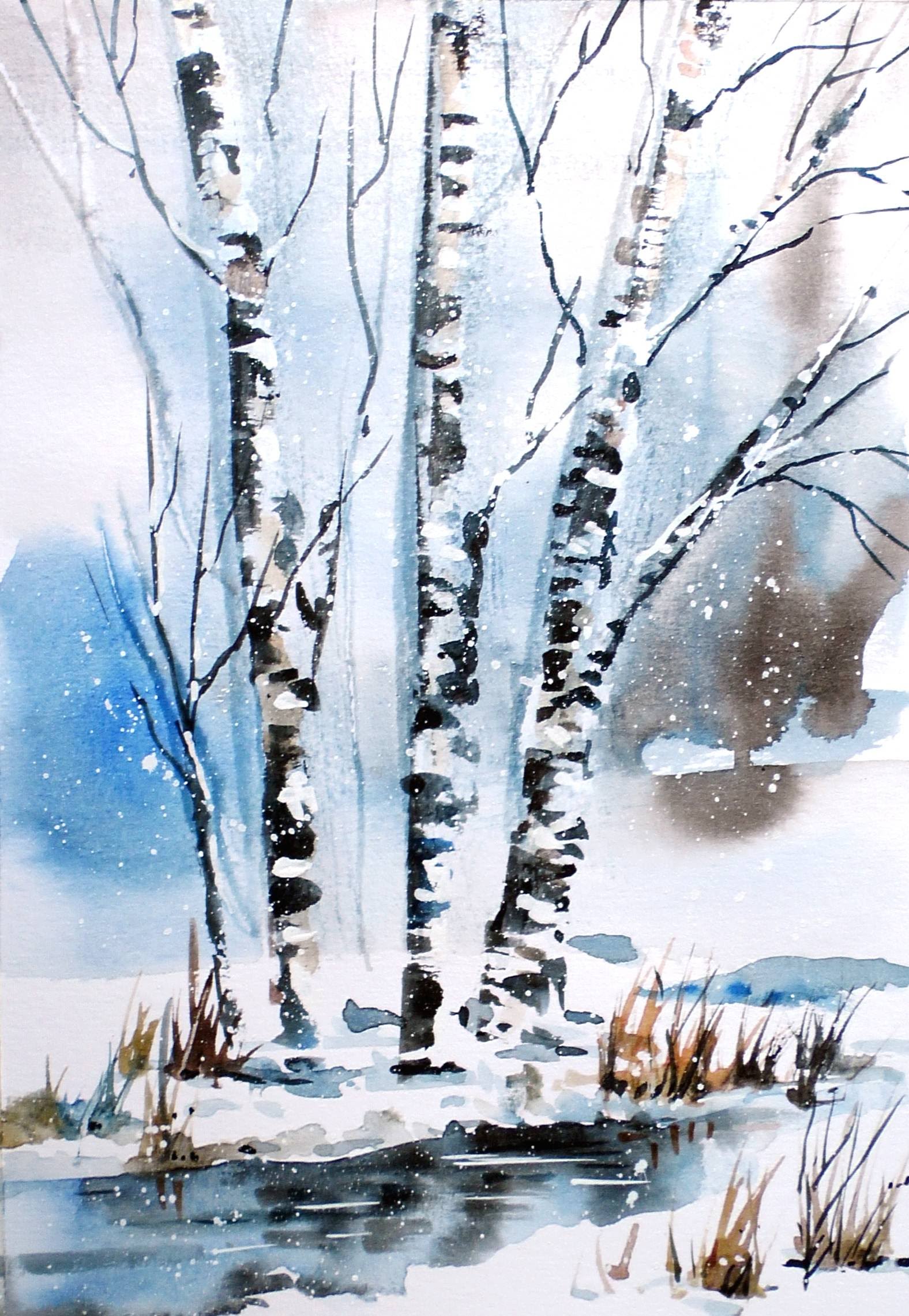 1576x2281 Watercolor Time Lapse Videos Winter Spirit - Watercolor Winter Trees