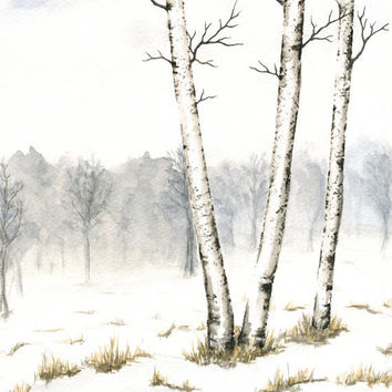 354x354 Best Winter Watercolor Paintings Products On Wanelo - Watercolor Winter Trees