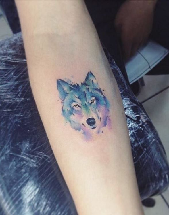 588x746 Small Watercolor Wolf Tattoo Animal Tattoos - Watercolor Wolf Tattoo