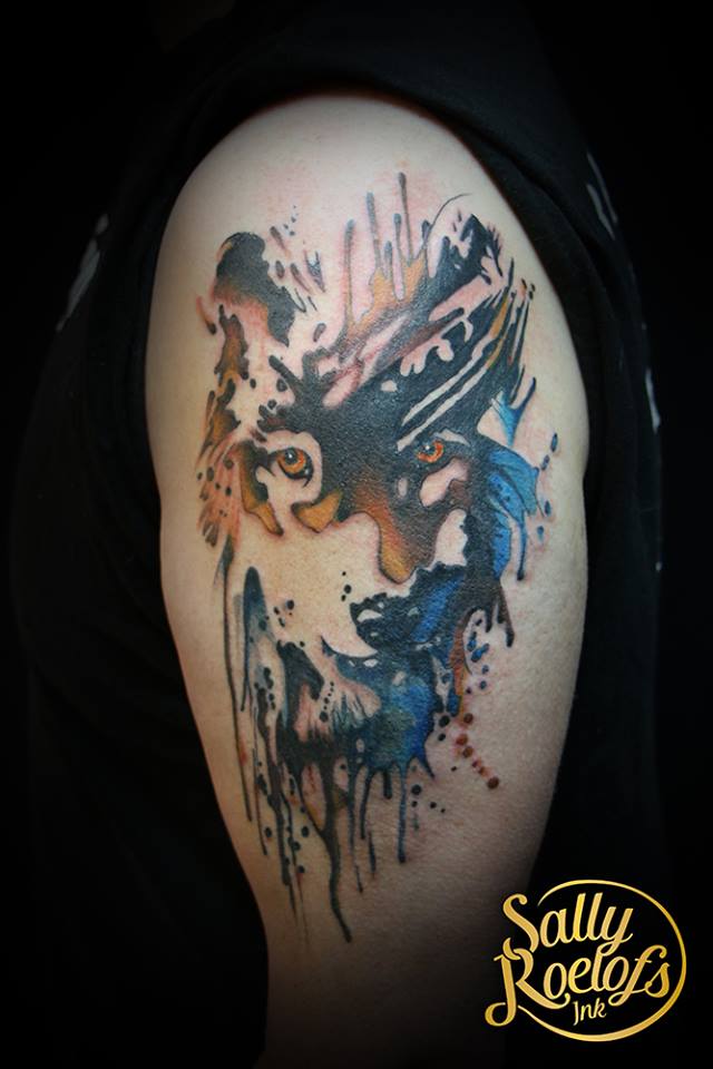 640x960 Watercolor Wolf Tattoo - Watercolor Wolf Tattoo