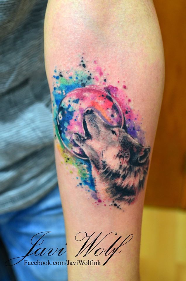 636x960 Watercolor Wolf. Tattooed By Javi Wolf Body Art - Watercolor Wolf Tattoo