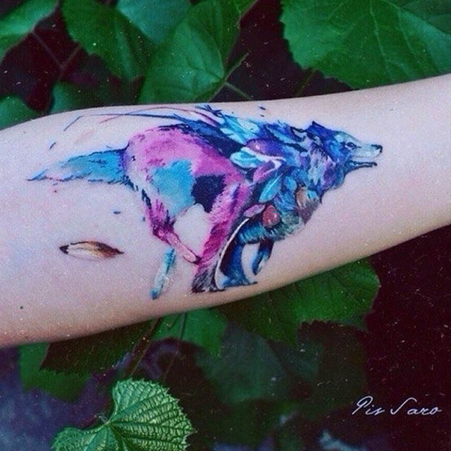 640x640 Feather Wolf Tattoo Watercolor Best Tattoo Ideas Gallery - Watercolor Wolf Tattoo