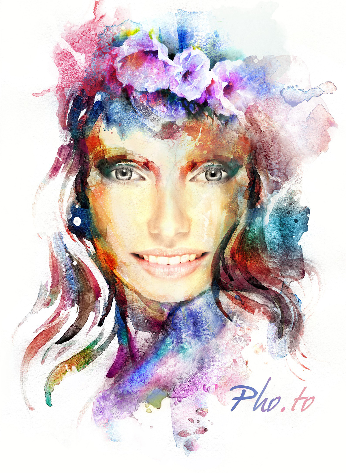1200x1637 Female Watercolor Face In Hole Photo Effect Online. - Watercolor Woman