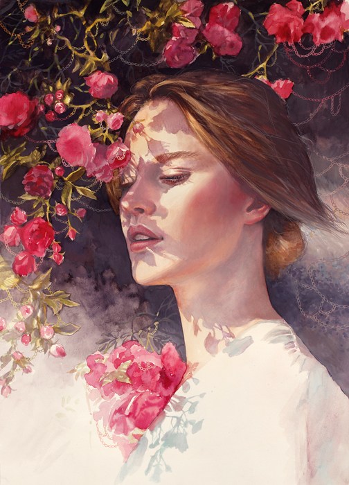 504x700 Afternoon Rose - Watercolor Woman