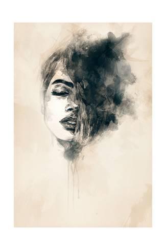 325x488 Beautiful Woman Face. Watercolor Illustration Art By Anna - Watercolor Woman