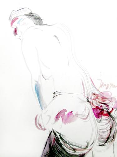 375x504 Original Documentary Body Watercolor Paintings For Sale Saatchi Art - Watercolor Woman Body