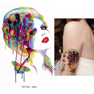 300x300 Temporary Tattoo Stickers Body Art Waterproof Watercolor Woman Ebay - Watercolor Woman Body