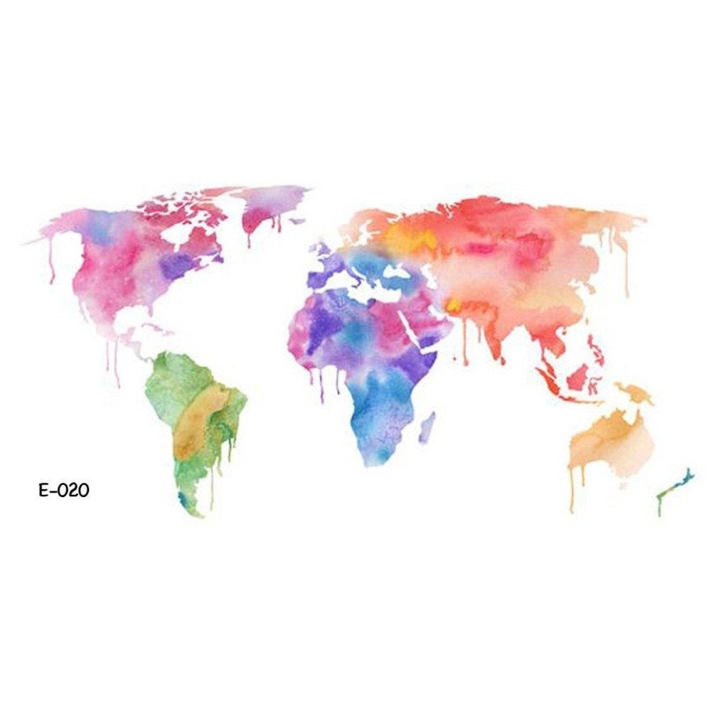1000x1000 Wyuen 5 Sheets Watercolour World Map Temporary Tattoo Tattoo - Watercolor Woman Body