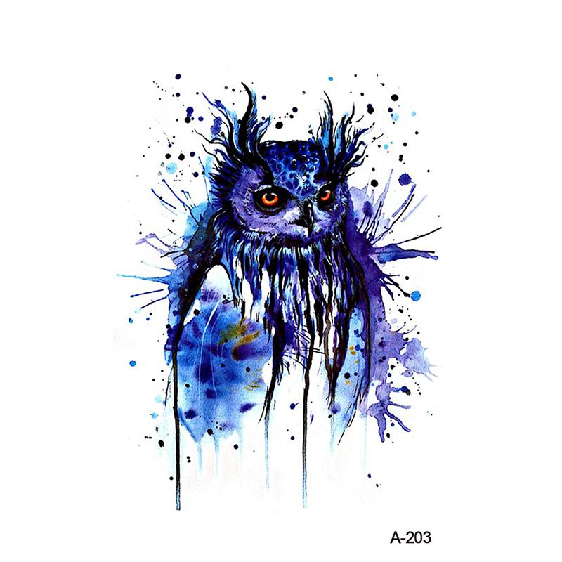 800x800 Wyuen Watercolor Owl Fake Tattoo Sticker Women Body Art Tattoos - Watercolor Woman Body