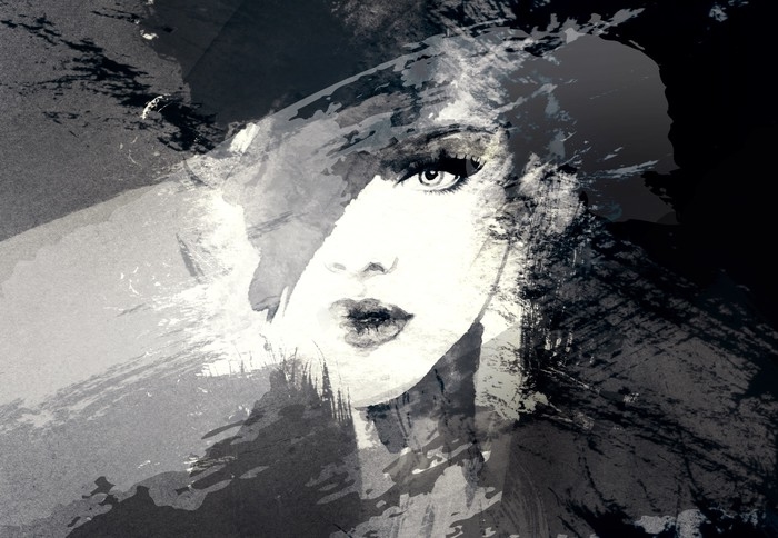 700x484 Beautiful Woman Face. Abstract Fashion Watercolor Illustration - Watercolor Woman Face